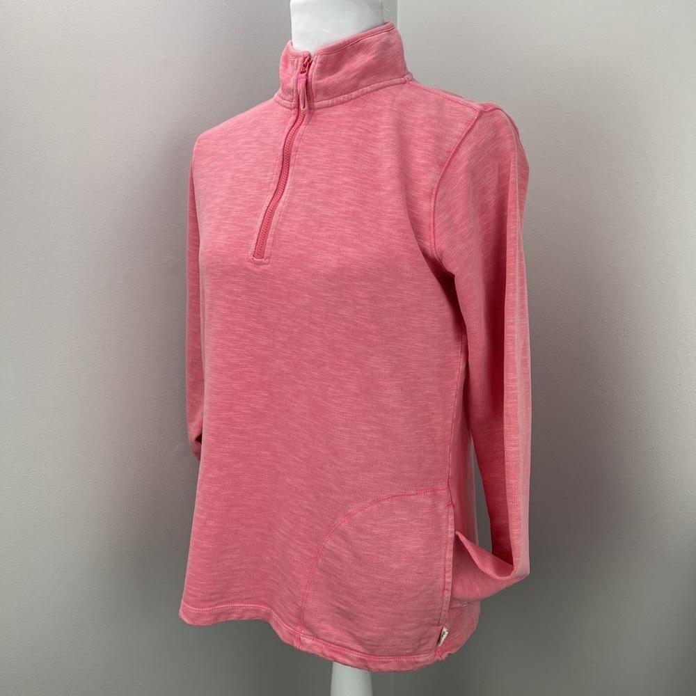 Orvis 1/4 zip pullover Sweater pink Space dye long sleeve pockets small